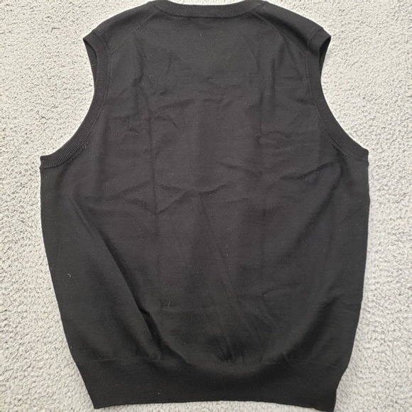 Alan Flusser Sweater Mens XL Black Wool V-Neck Sleeveless Vest‎ Golf Lightweight - Picture 6 of 14